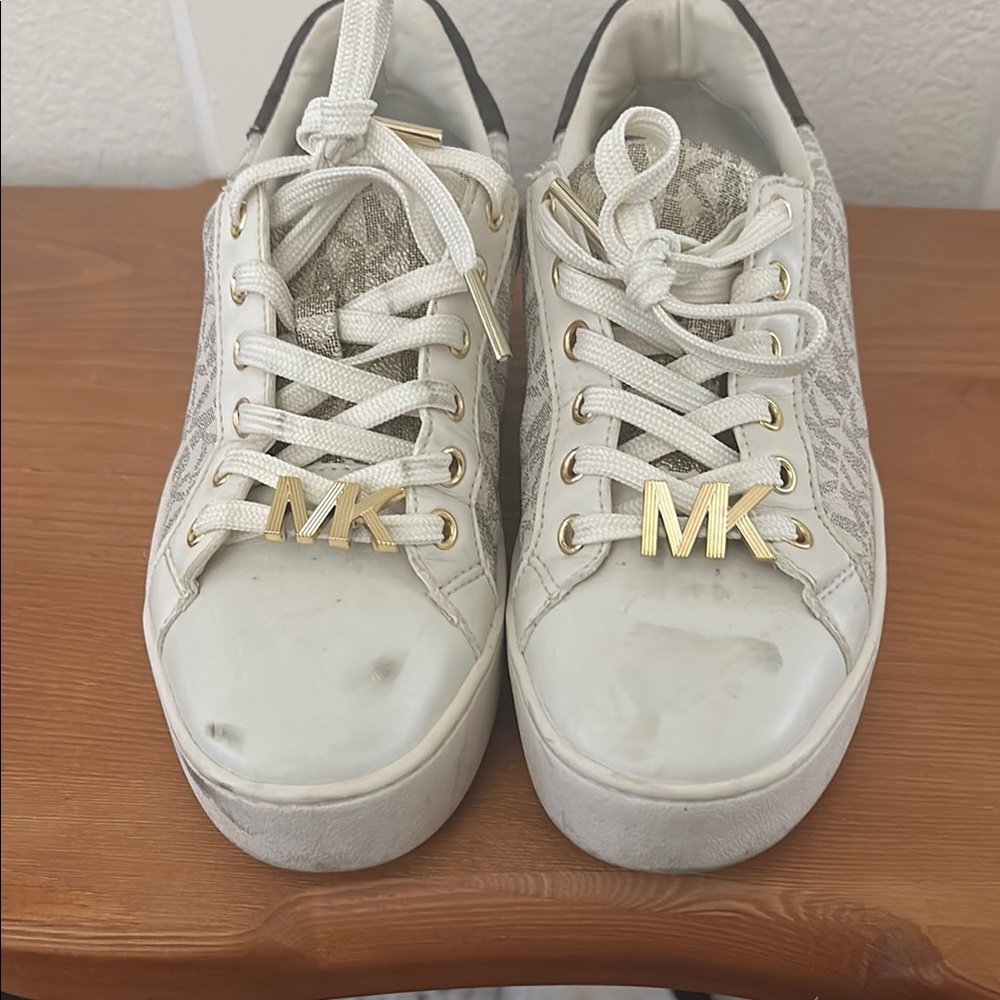 Michael Kors Lace-Up Sneakers with Gold Logo